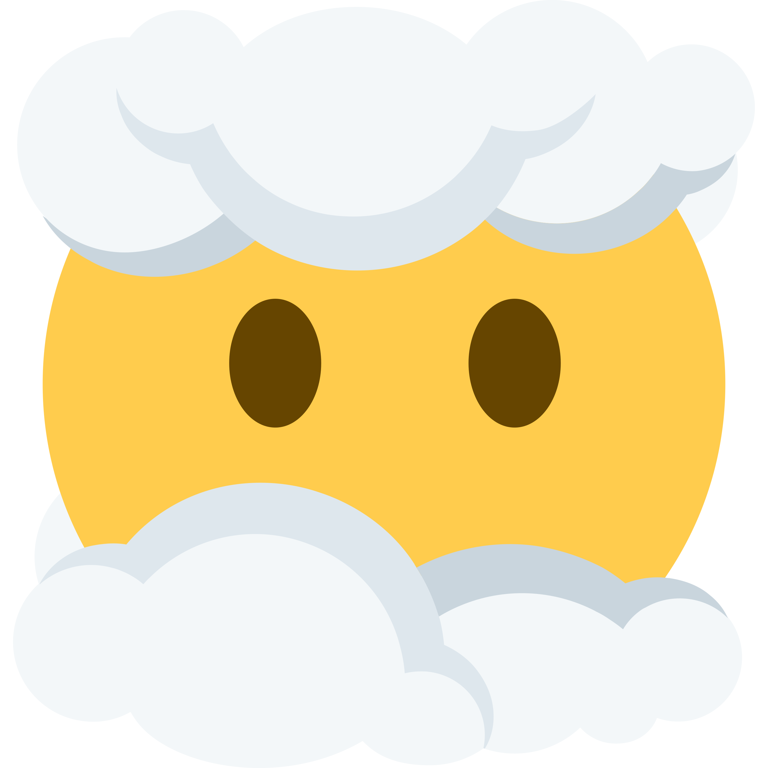 د Face in clouds ایموجي 😶🌫️ پر سپین سیرامیک لاته مګ چاپ شوې