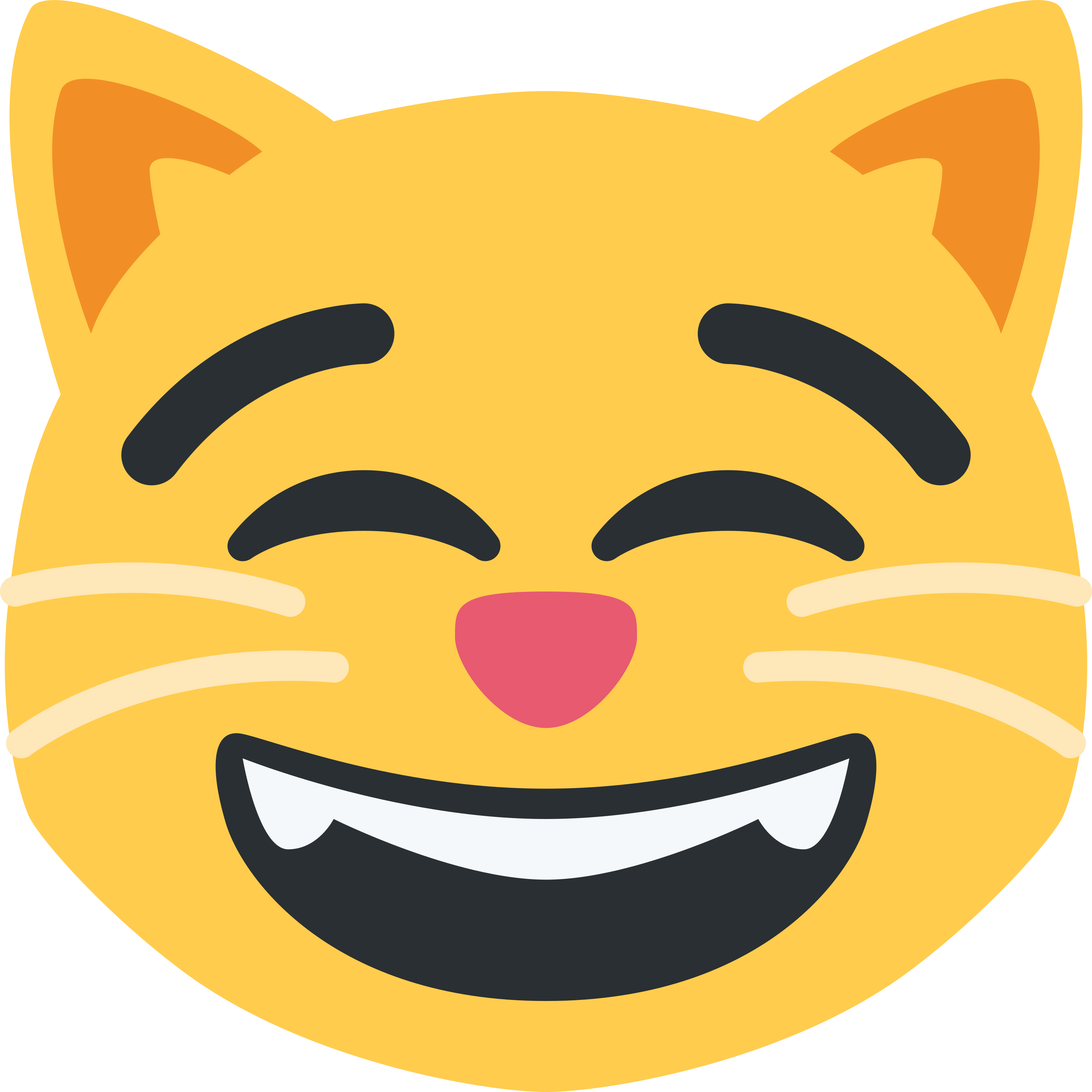 د Grinning cat with smiling eyes ایموجي 😸 پر سپین سیرامیک لاته مګ چاپ شوې