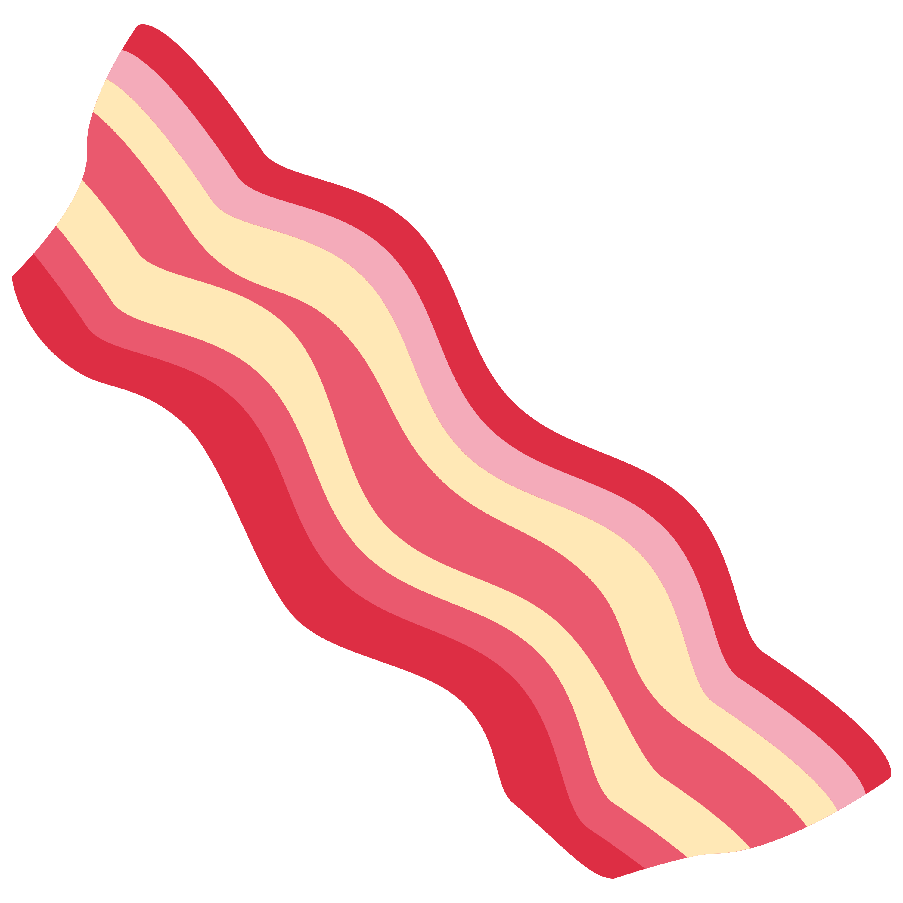 白い陶器のラテマグにプリントされた Bacon の絵文字 🥓