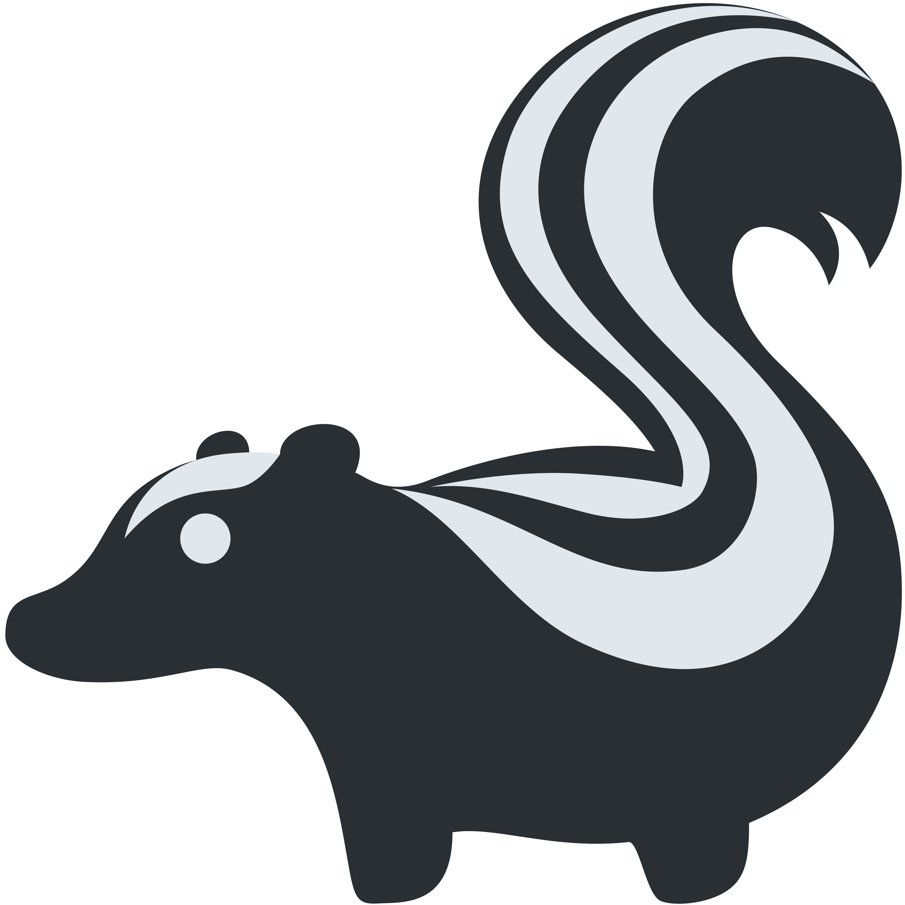 白い陶器のラテマグにプリントされた Skunk の絵文字 🦨