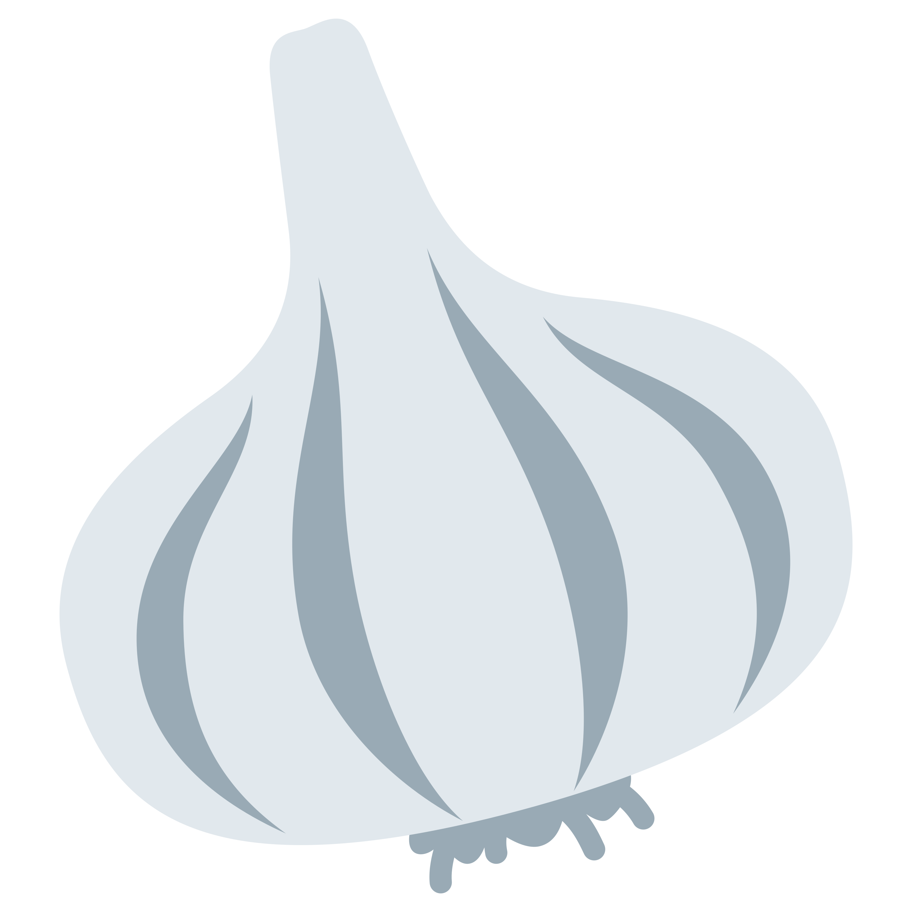 白い陶器のラテマグにプリントされた Garlic の絵文字 🧄