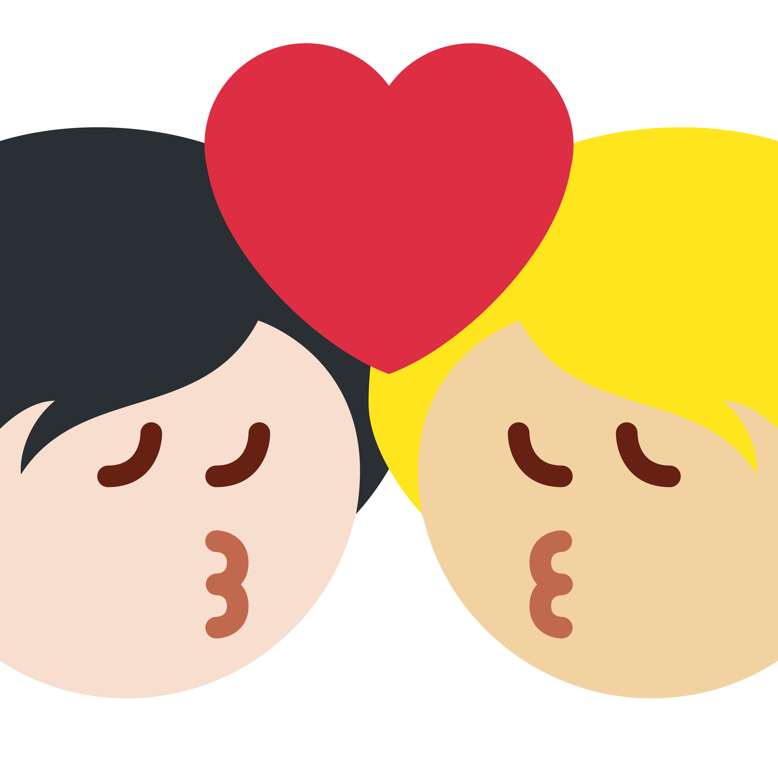 Kiss: person, person, light skin tone, medium-light skin tone emoji mug
